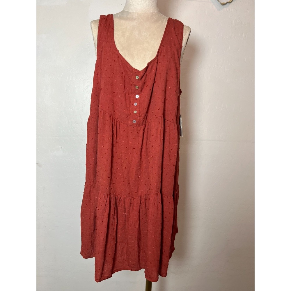 Wild Moss Baby Doll Orange Tiered Sleeveless Flowy Maxi Dress size XL